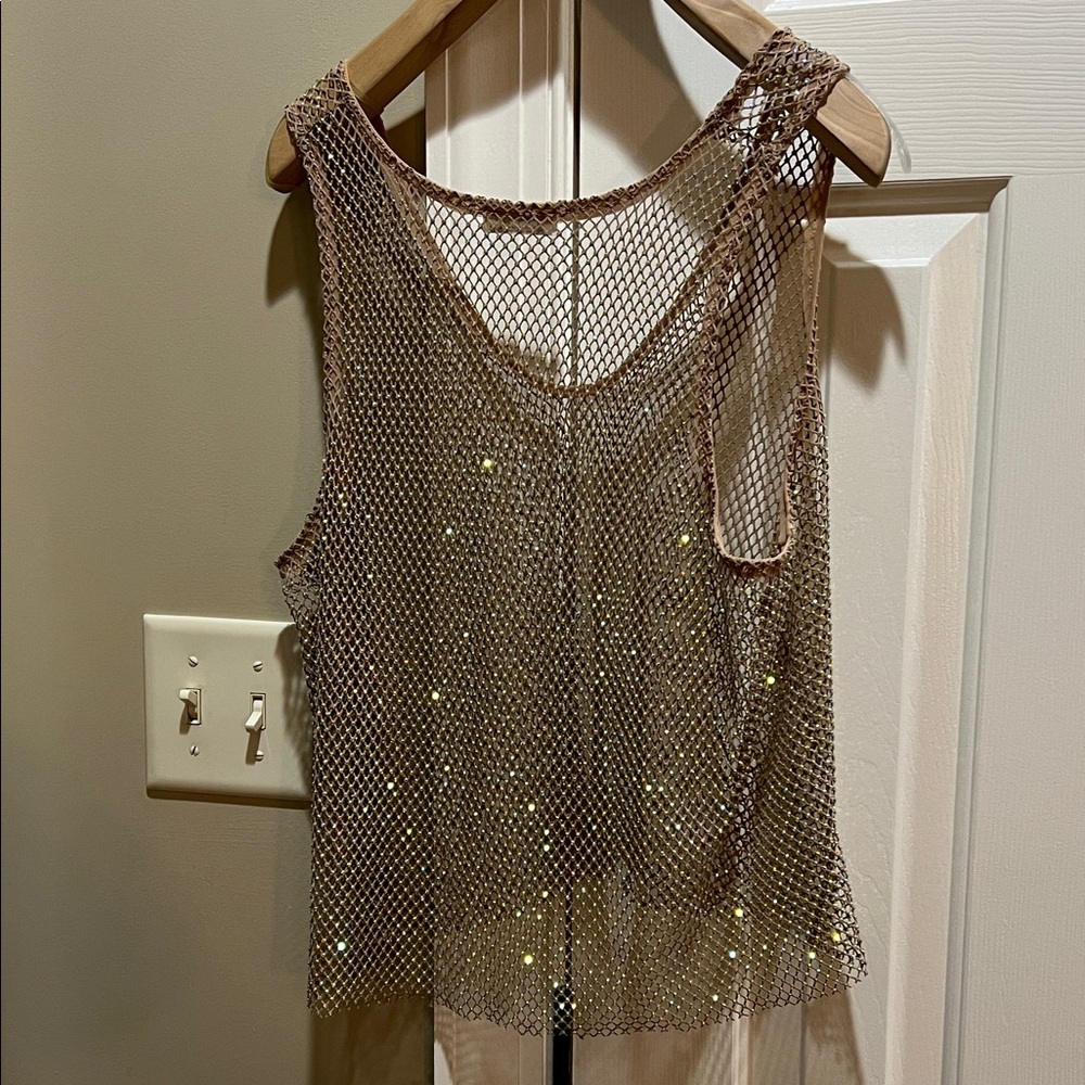 Free People Intimately Filter Finish Mesh & Crystal Cropped Tank — Size L - Picture 8 of 9